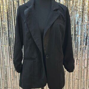 Maurices Blazer Black Size Medium Single-Breasted 3/4 Sleeve Lightweight vintage